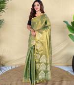 Mehendi art silk  woven saree