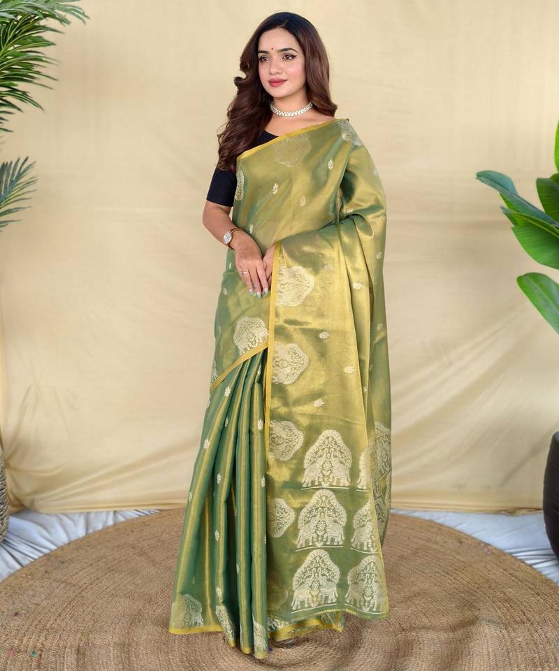 Mehendi art silk  woven saree