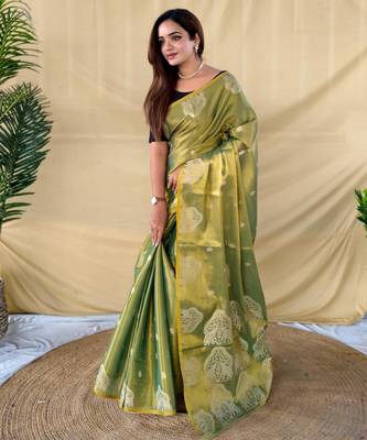 Mehendi art silk  woven saree 2
