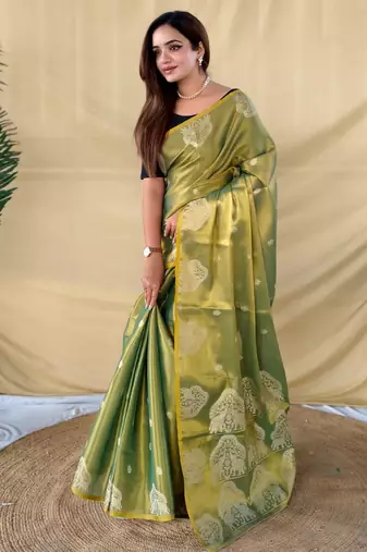 Mehendi art silk  woven saree