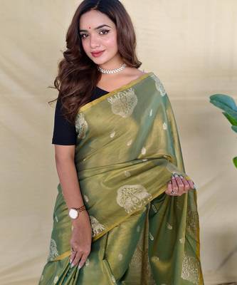 Mehendi art silk  woven saree 5