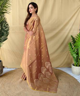 Peach art silk  woven saree 2