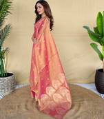 Pink art silk  woven saree