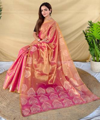 Pink art silk  woven saree 3