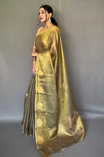 Golden art silk  woven saree