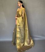 Golden art silk  woven saree