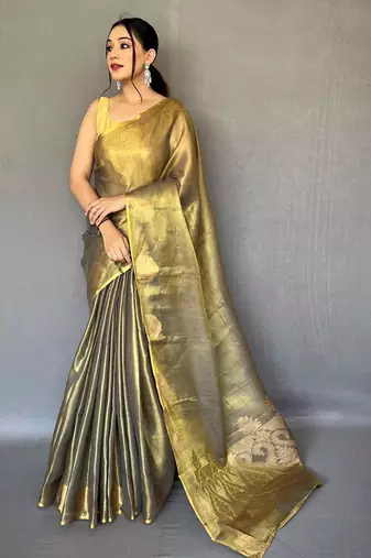 Golden art silk  woven saree