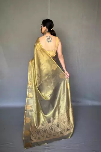 Golden art silk  woven saree
