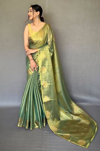 Green art silk  woven saree