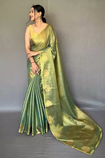 Green art silk  woven saree