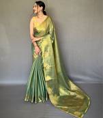 Green art silk  woven saree