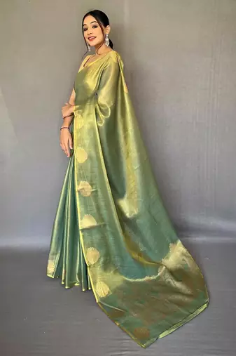Green art silk  woven saree