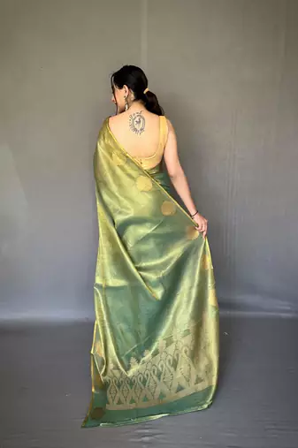 Green art silk  woven saree