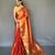 Orange art silk  woven saree