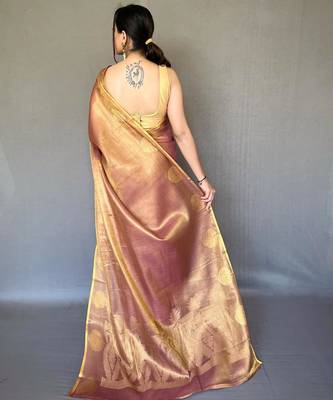 Peach art silk  woven saree 3