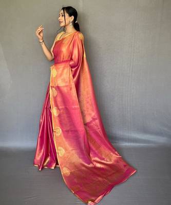 Pink art silk  woven saree 2