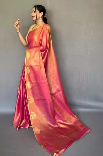 Pink art silk  woven saree