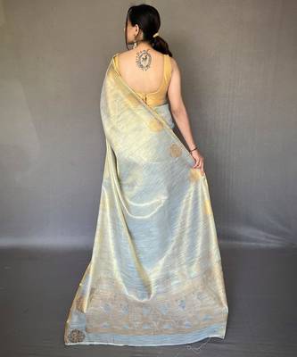 Sea green art silk  woven saree 3