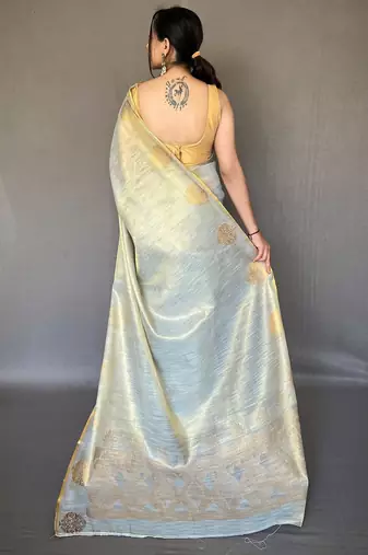 Sea green art silk  woven saree