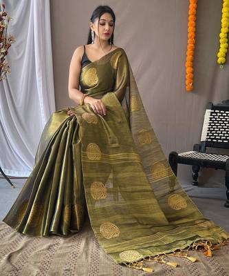 Mehendi art silk  woven saree 2