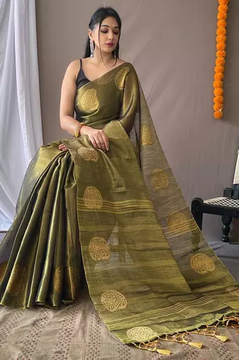 Mehendi art silk  woven saree