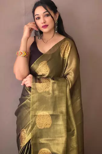 Mehendi art silk  woven saree