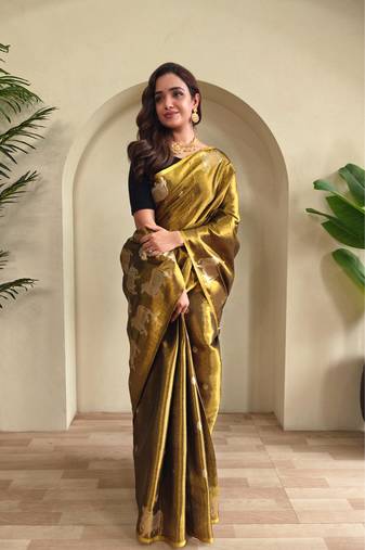Black art silk  woven saree