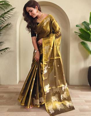 Black art silk  woven saree 2