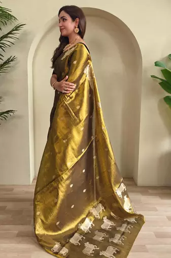 Black art silk  woven saree