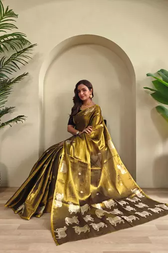 Black art silk  woven saree