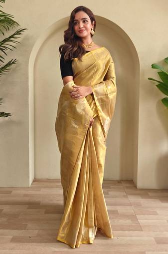 Cream art silk  woven saree