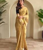 Cream art silk  woven saree
