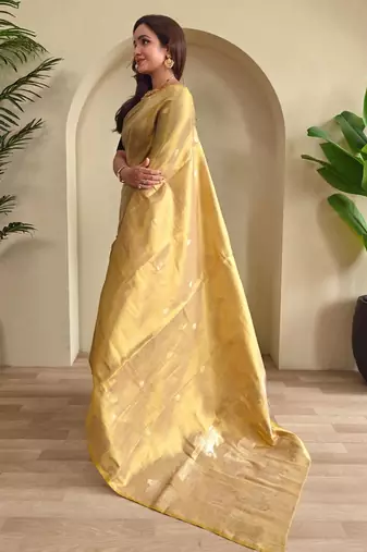 Cream art silk  woven saree