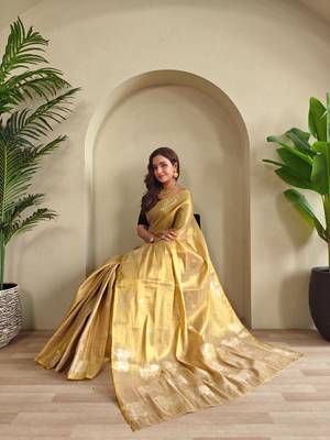 Cream art silk  woven saree 4