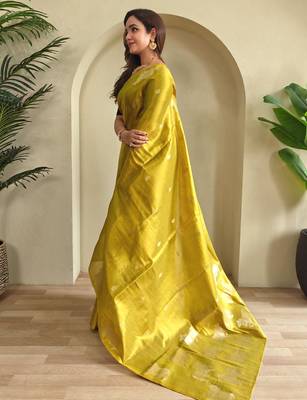 Lemon art silk  woven saree 3