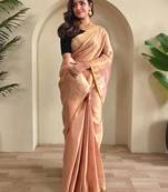 Light peach art silk  woven saree