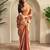 Peach art silk  woven saree