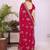 Rani pink georgette embroidery work saree with matching blouse piece