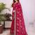 Rani pink georgette embroidery work saree with matching blouse piece