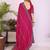 rani pink georgette swarovski work saree with matching blouse piece