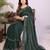 Green georgette swarovski work saree with matching blouse piece