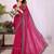 rani pink georgette swarovski work saree with matching blouse piece