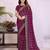 Wine georgette embroidery work saree with matching blouse piece