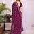 Wine georgette embroidery work saree with matching blouse piece