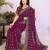 Wine georgette embroidery work saree with matching blouse piece