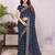 Navy blue georgette embroidery work saree with matching blouse piece