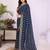 Navy blue georgette embroidery work saree with matching blouse piece