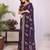 Purple georgette embroidery work saree with matching blouse piece