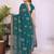 Teal georgette embroidery work saree with matching blouse piece
