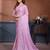 Pink lycra dudrop polka dot lace embroiderd saree with matching blouse piece